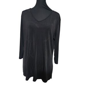 Quacker Factory Slinky Top Small Medium Black Dragonfly Dragonflies Shirt